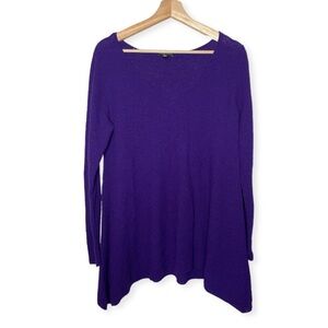 Eileen Fisher Italian Wool Yarn Oversized Long Sleeve Top Size S Preppy Classic